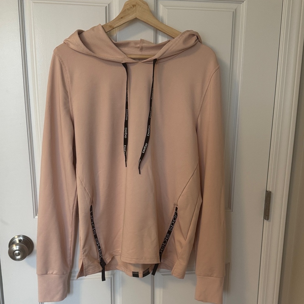 bebe Dusty Pink Hooded Sweatshirt with Branded Drawstrings
